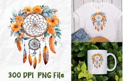 Retro Hippie Wild Flowers Dreamcatcher