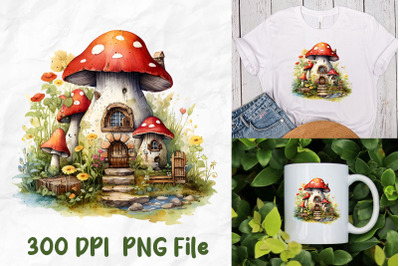 Hippie Cute Mushroom House Wild Flowers