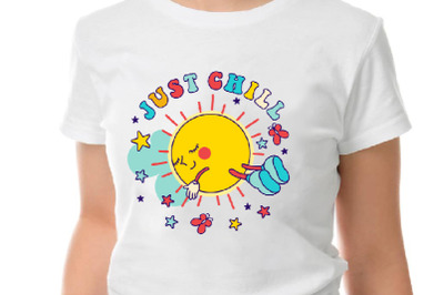 Groovy mascot Earth, sun PNG, EPS Prints Bundle  Fun quote