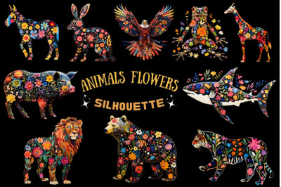 Abstract Animals Flowers Silhouette