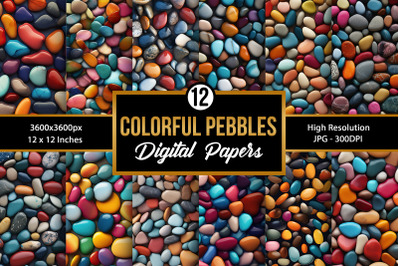 Colorful Pebbles Stones Digital Papers