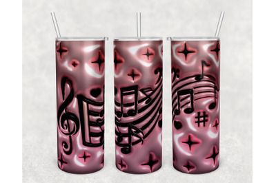 3D Inflated Music Notes Tumbler Wrap, 20oz Skinny Tumbler Sublimation