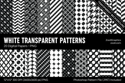 White Transparent Patterns Digital Papers