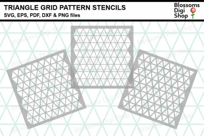 Triangle Grid Pattern Stencils SVG, EPS, PDF, DXF &amp; PNG files