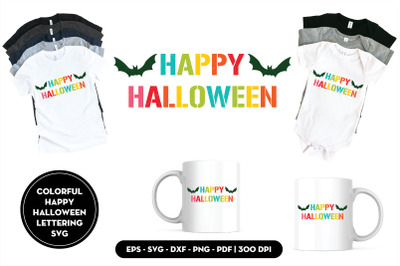 Colorful Happy Halloween lettering SVG
