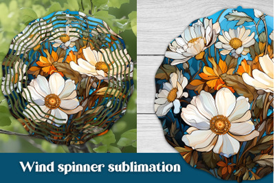 Stained glass wind spinner | Flower wind spinner PNG