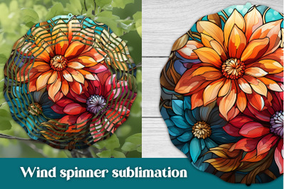 Stained glass wind spinner | Flower wind spinner sublimation