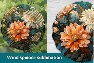 Stained glass wind spinner sublimation | Floral wind spinner