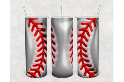 3D Inflated Baseball Stitches Tumbler Wrap, 20oz Skinny Tumbler PNG