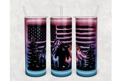 3D Inflated Bigfoot In The Mountains Tumbler Wrap, 20oz Skinny Tumbler