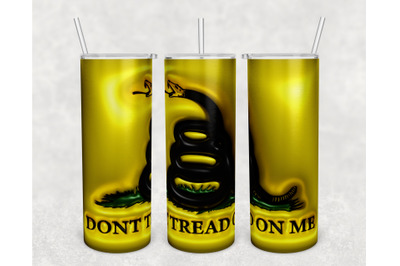 3D Inflated Don&#039;t Tread On Me Tumbler Wrap, 20oz Skinny Tumbler PNG