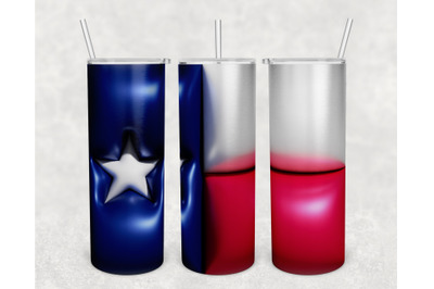 3D Inflated Texas Flag Tumbler Wrap, 20oz Skinny Tumbler Sublimation