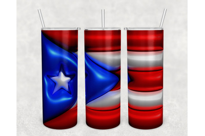 3D Inflated Flag Of Puerto Rico Tumbler Wrap, 20oz Skinny Tumbler PNG