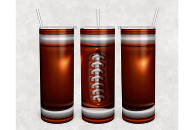 3D Inflated Football Tumbler Wrap&2C; 20oz Skinny Tumbler Sublimation PNG