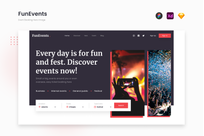 FunEvents - Dark Glam Event Booking Hero Image