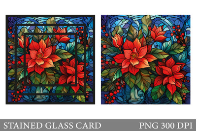 Stained Glass Flowers Card. Poinsettia Stained Glass Card