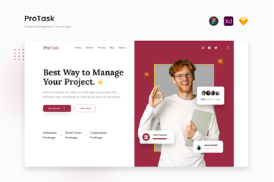 ProTask - Sweet Red Project Management Hero Image