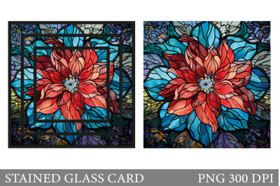 Poinsettia Stained Glass Card. Stained Glass Flower Card