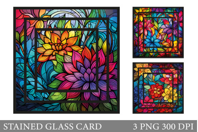 Flowers Stained Glass Card. Stained Glass Flower Card Design