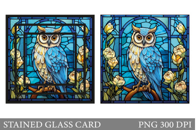 Owl Stained Glass Card. Stained Glass Owl Card Printable