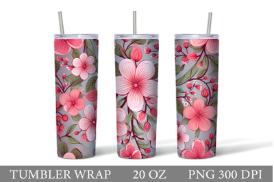 Flowers Tumbler Sublimation. Pink Flowers Tumbler Wrap