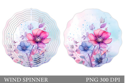 Flowers Spinner Sublimation. Flowers Watercolor Wind Spinner