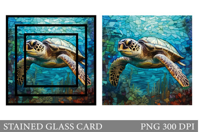 Stained Glass Turtle Card. Stained Glass Card Sublimation