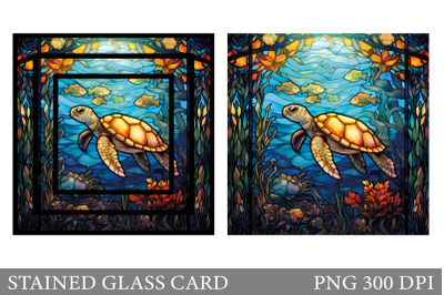 Turtle Stained Glass Card. Stained Glass Card Printable