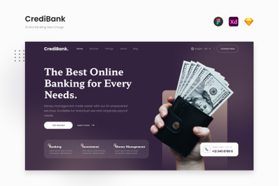 CrediBank - Smooth Purple Online Banking Hero Image