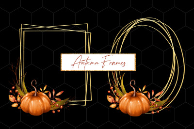 Autumn frames with pumpkin PNG
