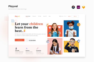 Playvel - Soft Cheerful Kids Educational Platform Hero Image