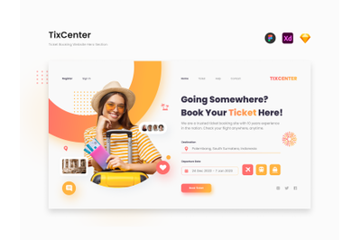 TixCenter - Mango Ticket Booking Website Hero Section