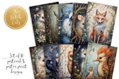 Mystical Woodland Animals Postcards &amp; Art Prints