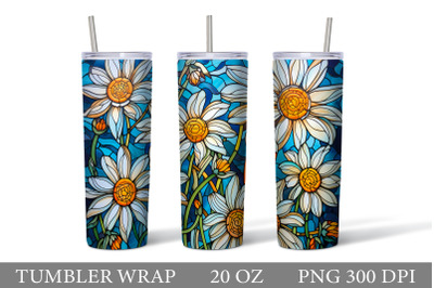 Stained Glass Daisies Tumbler. Flowers Daisies Tumbler Wrap