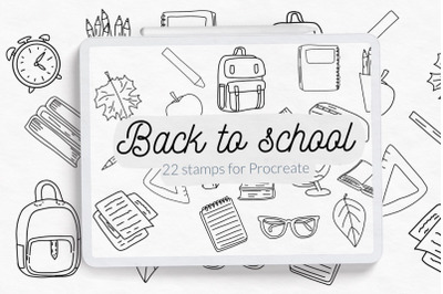 Back To School Doodle Procreate Stamp Brushes and Swatches