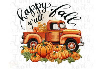 Happy Fall Y&#039;all Truck PNG Instant Sublimation Download