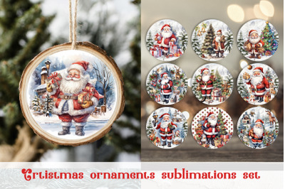Santa Ornament sublimation PNG Bundle Christmas gift tag