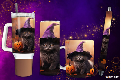 Halloween Black Cat Bundle | Tumbler | Mug | Pen