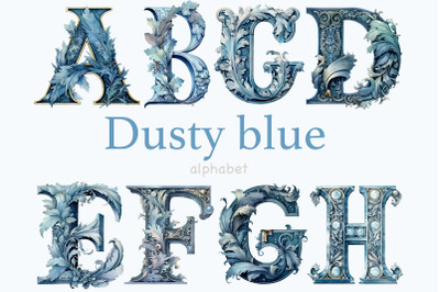 Blue Flowers Alphabet Clipart | Wedding Lettering