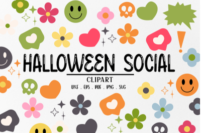 Cute Pastel Halloween Social Clipart svg | Cute Halloween svg clipart