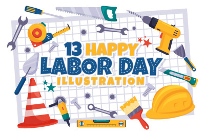 13 Happy Labor Day Vector Illustration