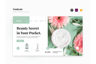 Faebula - Natural Green Beauty Product Website Hero Section
