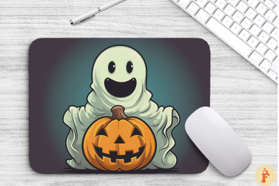 Cute Ghost And Pumpkin Mouse Pad