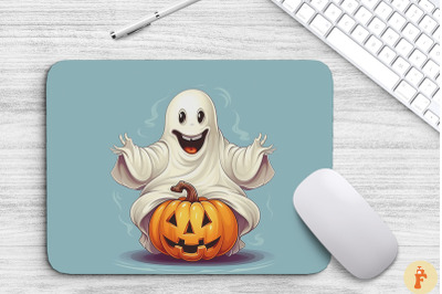 Magic Ghost With Pumpkin Mouse Pad