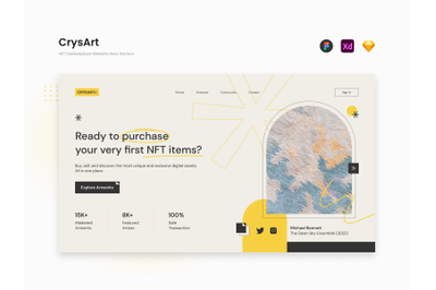 CrysArt - Simple NFT Marketplace Website Hero Section