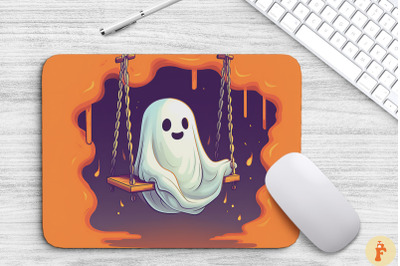 Cute Ghost on a Swing Mouse Pad