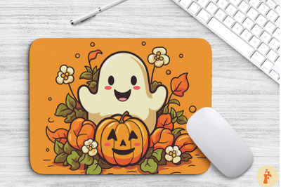 Happy Ghost With Flowers Mouse Pad