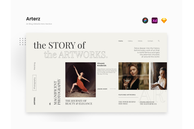 Arterz - Classic Elegant Art Blog Website Hero Section