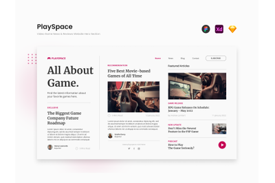 PlaySpace - Simple Video Game News &amp; Reviews Website Hero Section
