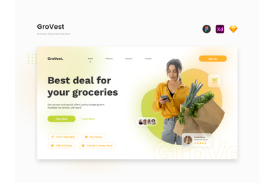 GroVest - Juicy Grocery Shop Hero Section